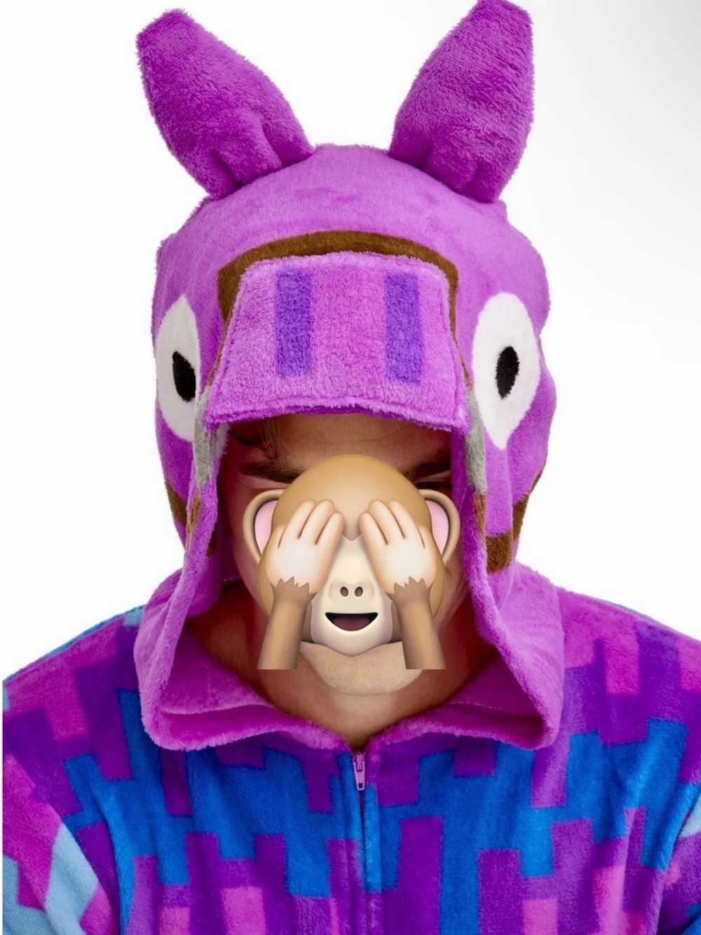 Fortnite Unisex Adult Pink Llama Plush Zipup Onesie Size XL